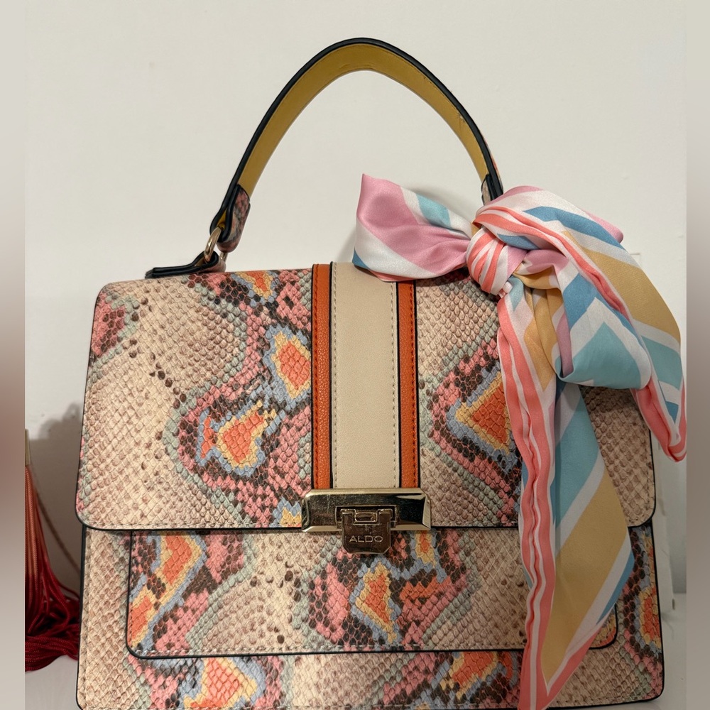 ALDO Anniebrook satchel bag in a multicolor python print